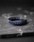 Preview: Dreifaches Armband mit 6 mm Tigerauge-Stein und Nappaleder - Triple Blue